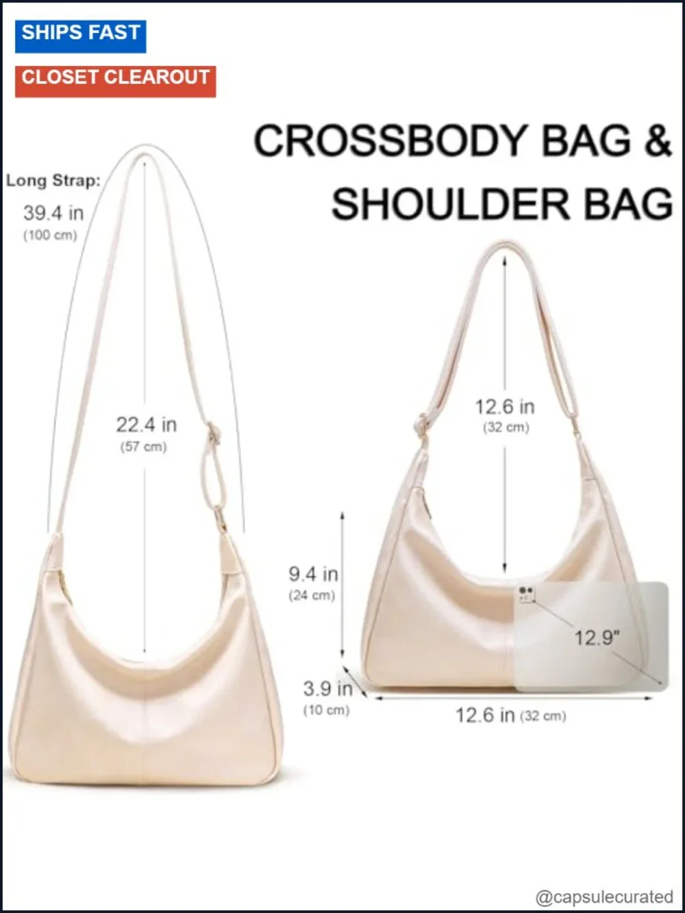 Retro Vegan Leather Hobo Handbag Slouchy Tote Crossbody Purse